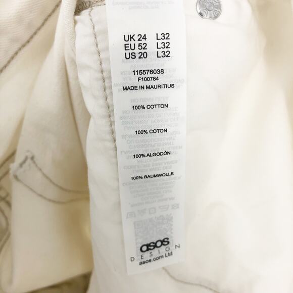 ASOS Womens Straight Keg Jeans US 20 Cream High Rise Denim Non Stretch Cotton - Picture 9 of 10